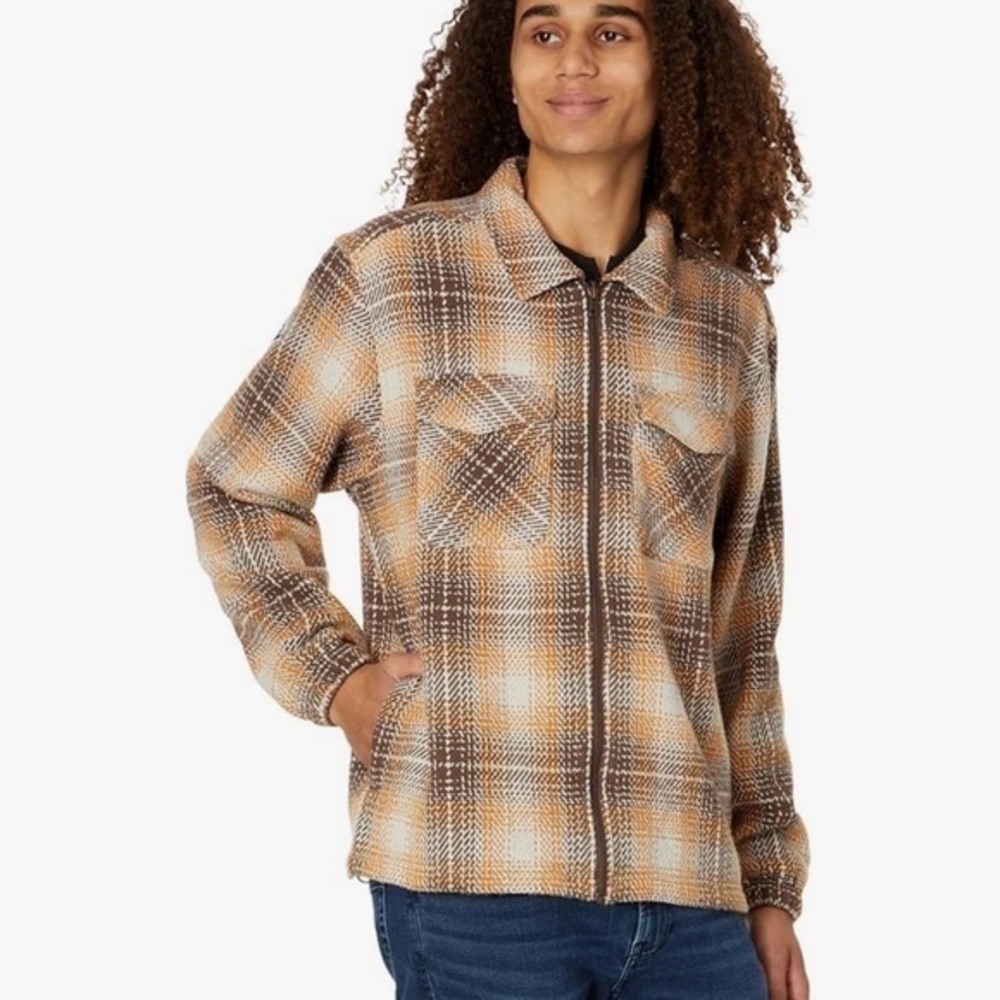 PrAna unisex Brown Heritage Zip Flannel Standard Fit Jacket NWT S #1560